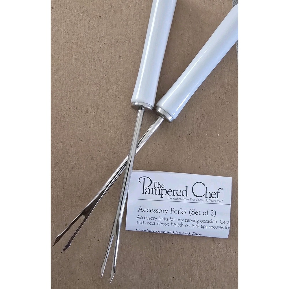 Pampered Chef Fondue Forks #1970 Simple Additions‎ Set of 2 White